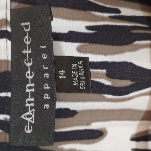 Connected Apparel Green, Black, Cream Zip Up Two Pocket Dress Size 14 - Picture 3 of 4